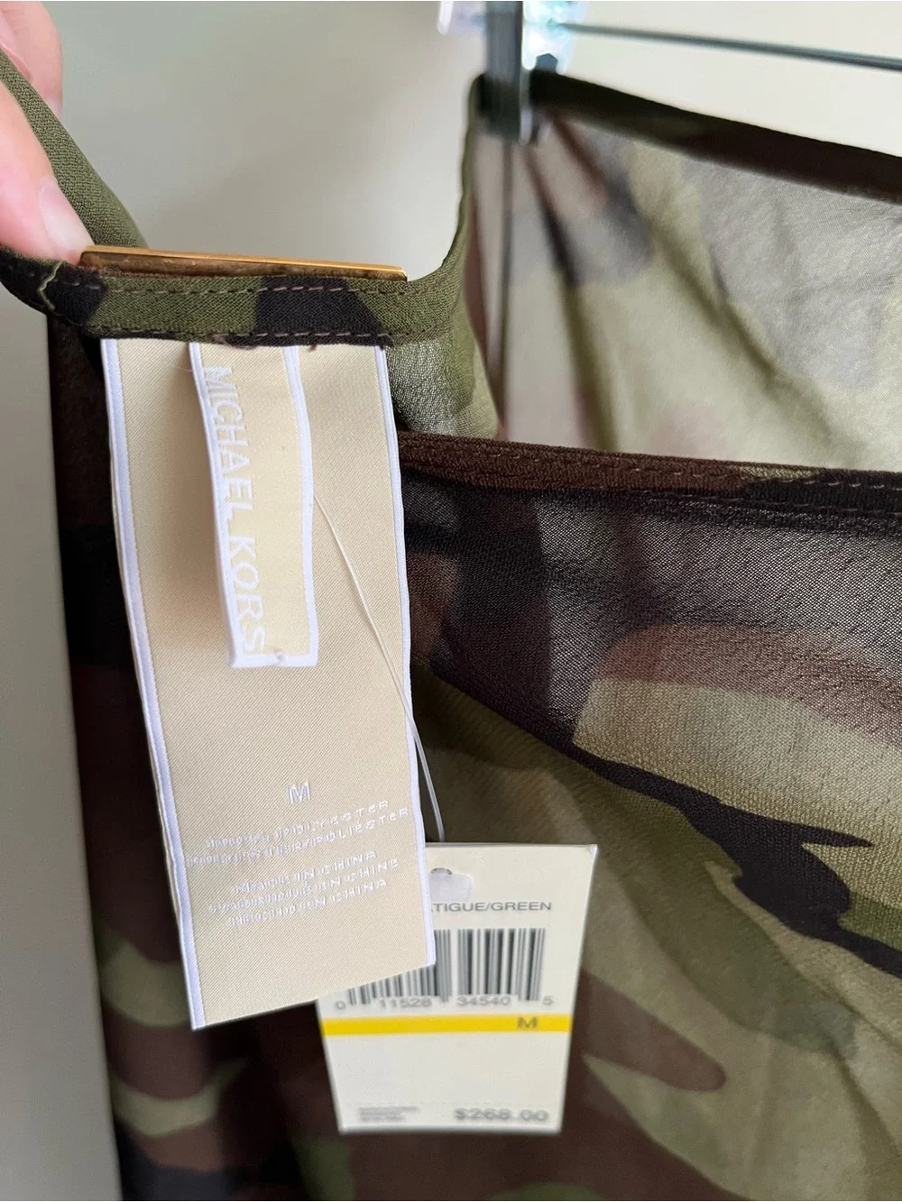 Michael Kors Army Fatigue Green Swimsuit Wrap Sz Med Women’s New NWT